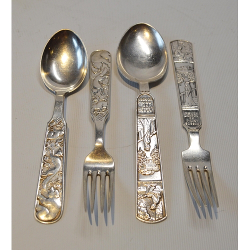 17 - David Anderson (Norway)Four pieces of silver children's flatware, D-A 830, 124g gross.... 