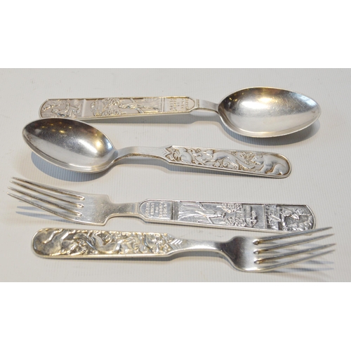 17 - David Anderson (Norway)Four pieces of silver children's flatware, D-A 830, 124g gross.... 