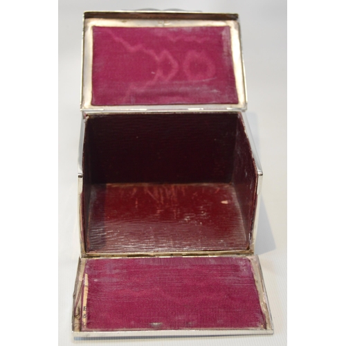 34 - Silver bridge cards box with fall front and morocco interior, by Walker & Hall, Sheffield c. 190... 