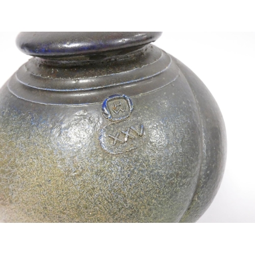 182 - Hugh West, Truro - Cornwall, three pieces of Raku fired studio pottery, to include an oviform vase, ... 