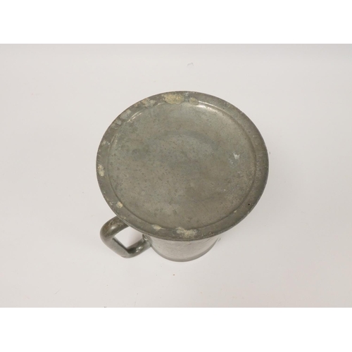 236 - 19th century prize pewter twin handled tankard, of large form, bearing crest to the obverse for Walt... 