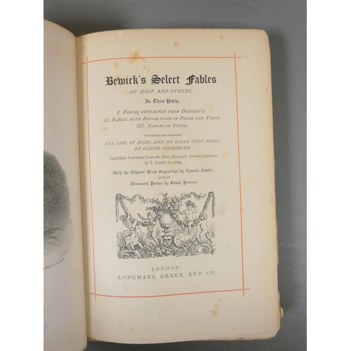 25 - BEWICK THOMAS.  Bewick's Select Fables. Port. frontis & wood eng. illus. Rubbed qtr. b... 