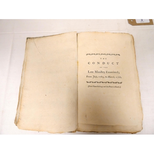 3 - (LLOYD CHARLES).  The Conduct of the Late Administration Examined, With an Appendix Containing Origi... 