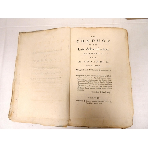 3 - (LLOYD CHARLES).  The Conduct of the Late Administration Examined, With an Appendix Containing Origi... 