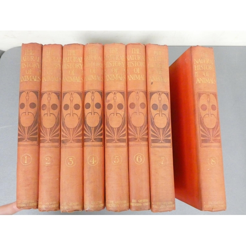 30 - GRESHAM (Pubs).  The Natural History of Animals. 8 vol. set in orig. red cloth with col. p... 