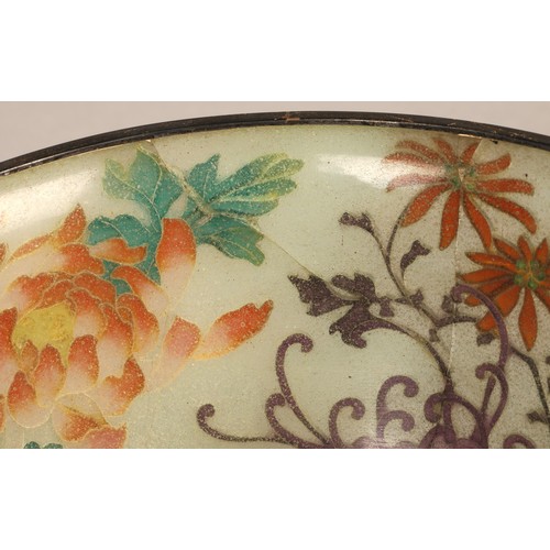 199 - Japanese Plique-a-jour bowl, with translucent cloisonne enamels 14 cm diameter.