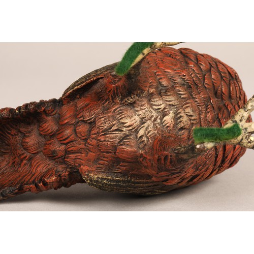 248 - Two cold painted bronze pheasants, Lady Amherst pheasant and a Golden pheasant, 37cm long, 33 cm lon... 