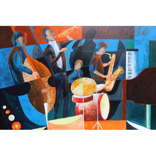 479 - ROY BURDON (Contemporary Artist), The Blue Note, oil painting on board, signed lower right, 60cm x 8... 