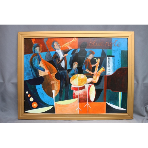 479 - ROY BURDON (Contemporary Artist), The Blue Note, oil painting on board, signed lower right, 60cm x 8... 