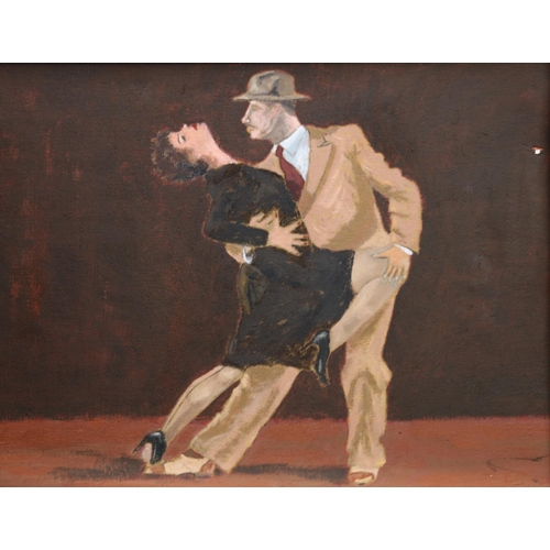 481 - WILLIAM HOGGAN (Lundin Links Scottish Contemporary Artist), Penultimate Tango, oil painting on board... 