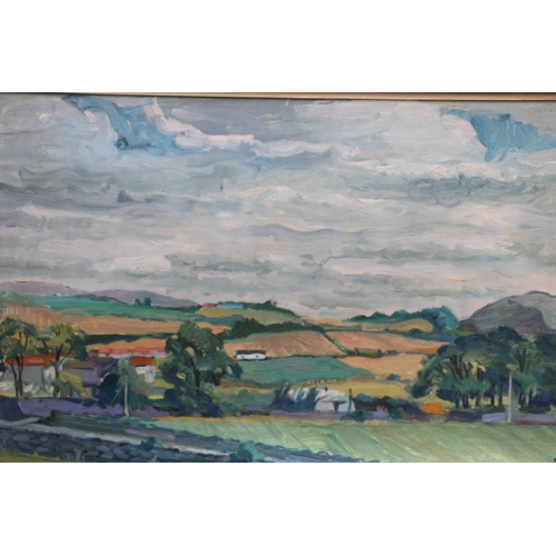 483 - P W MILLER, Scottish landscape, oil on board, signed and dated 1973 lower right, 40cm x 67cm, frame ... 