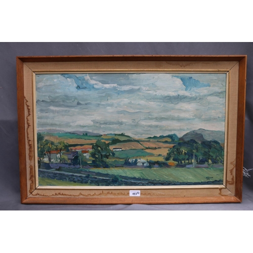 483 - P W MILLER, Scottish landscape, oil on board, signed and dated 1973 lower right, 40cm x 67cm, frame ... 