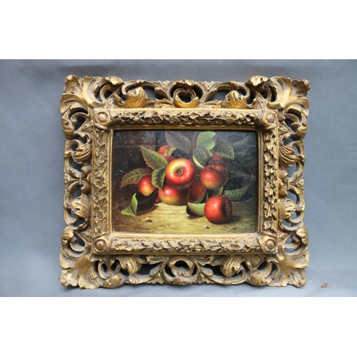 489 - 20th CENTURY SCHOOL, still life apples, oleograph?, unsigned, 12cm x 16cm, in ornate frame 25cm x 29... 