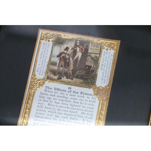 490 - The Way of Evil Men, a set of twelve framed miniature imbibing themed prints, frame size 20cm x 16cm... 