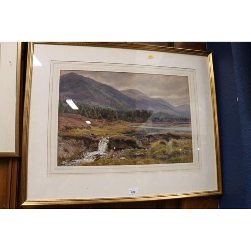 413 - GERTRUDE MARTINEAU, Loch Gaur, watercolour, unsigned, 37cm x 55cm, frame 65cm x 80cm. Malcolm Innes ... 