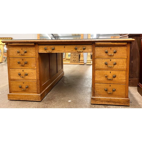 541 - Edwardian oak leather topped partners desk152 cm wide 121cm depth 76cm high