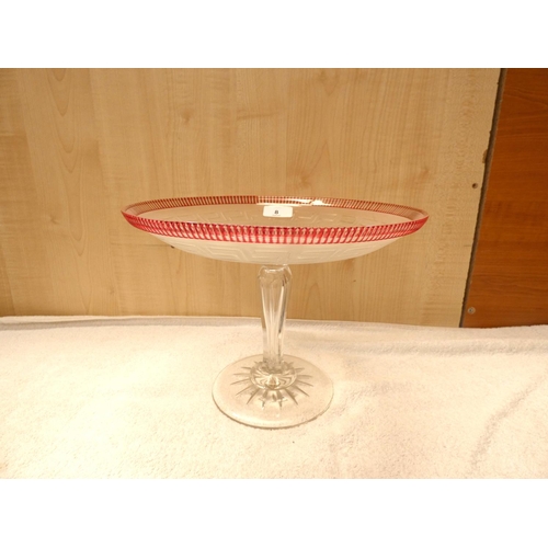 8 - Large cranberry and frosted glass comport.