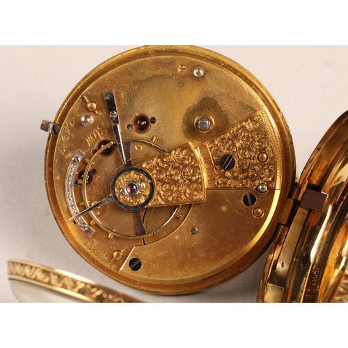 123 - Gents 18ct gold open face pocket watch, engraved dial with roman numerals, with seconds subsidiary d... 