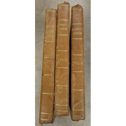 67 - AUBREY JOHN.  Letters Written by Eminent Persons ... & Lives of Eminent Men. 2 vols. in three. H... 