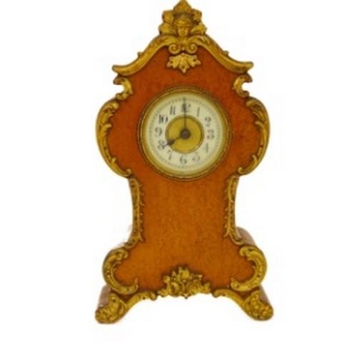 French Louis XVI style walnut mantel clock.