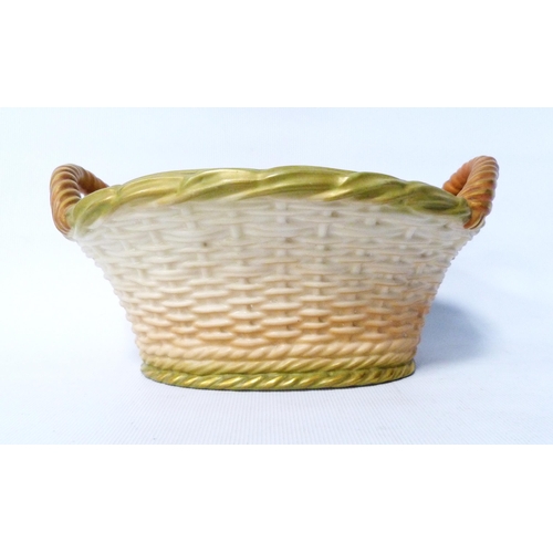 237 - Royal Worcester blush ivory twin-handled basket, c. 1905, with reticulated decoration, shape no. 236... 