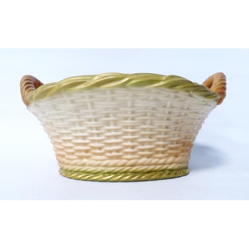 237 - Royal Worcester blush ivory twin-handled basket, c. 1905, with reticulated decoration, shape no. 236... 