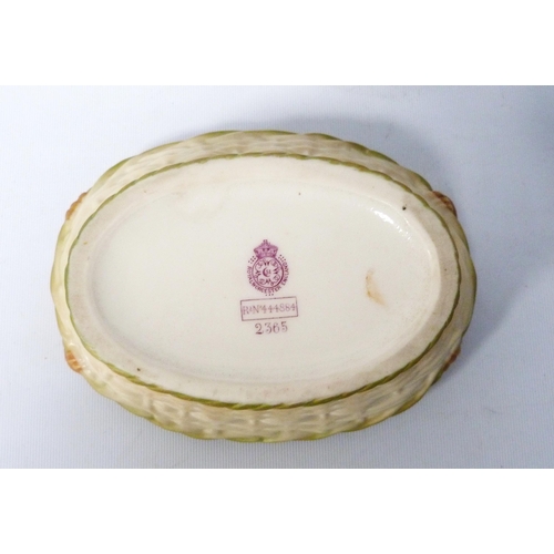 237 - Royal Worcester blush ivory twin-handled basket, c. 1905, with reticulated decoration, shape no. 236... 