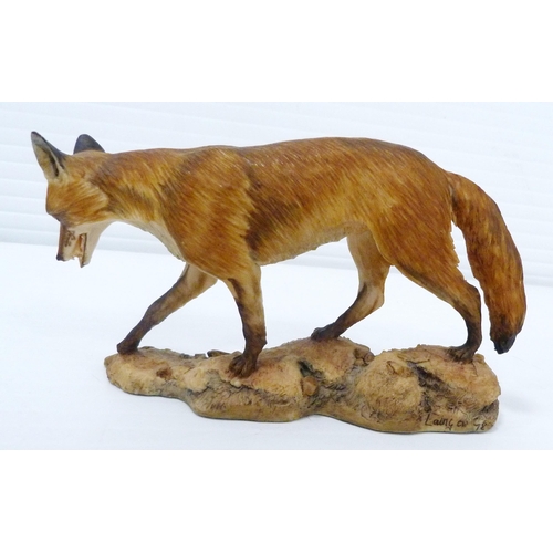 252 - Three Border Fine Arts fox groups designed by Mairi Laing Hunt, one dated '78, all on naturalistic b... 