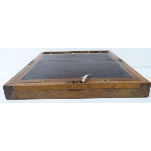 221 - Victorian specimen wood and marquetry inlaid writing slope, the hinged top opening to reveal a toole... 