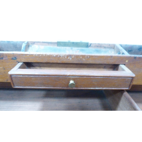 221 - Victorian specimen wood and marquetry inlaid writing slope, the hinged top opening to reveal a toole... 