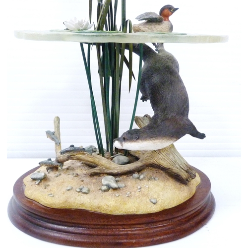 256 - Border Fine Arts limited edition group, 'Causing a Stir', modelled as an otter and grebe, designed b... 