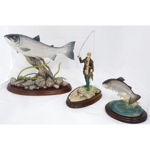 257 - Border Fine Arts limited edition figure, 'King of the River', modelled as a salmon fixed to an under... 