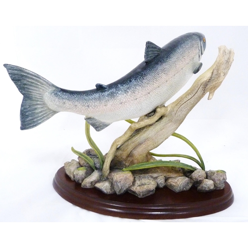 257 - Border Fine Arts limited edition figure, 'King of the River', modelled as a salmon fixed to an under... 