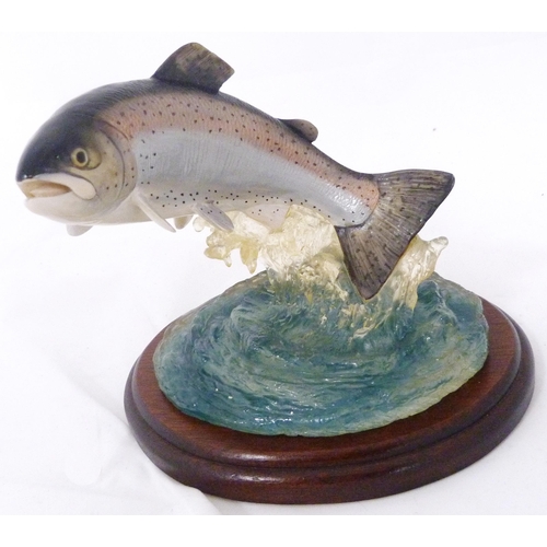 257 - Border Fine Arts limited edition figure, 'King of the River', modelled as a salmon fixed to an under... 