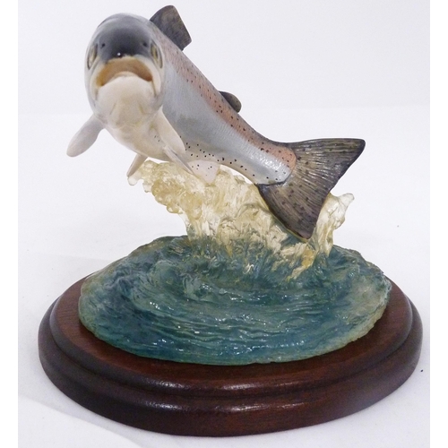 257 - Border Fine Arts limited edition figure, 'King of the River', modelled as a salmon fixed to an under... 