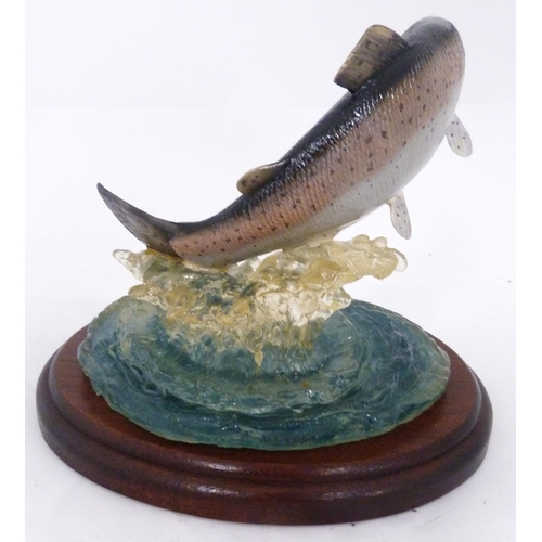 257 - Border Fine Arts limited edition figure, 'King of the River', modelled as a salmon fixed to an under... 