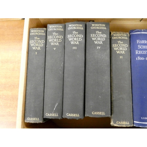 62 - School Histories & Registers.  9 various vols.; also Churchill, The Second World War, ... 