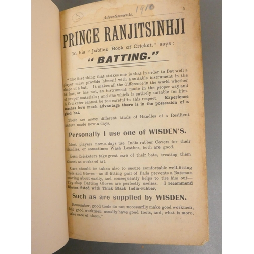 71 - WISDEN.  Three Cricketers' Almanacks rebound in brown cloth. 1910 without wrappers; 1911 w... 