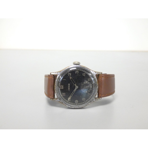 289 - Cronos 'DH' World War II German military field watch with 15 jewel AS1130 movemet, black dial with l... 