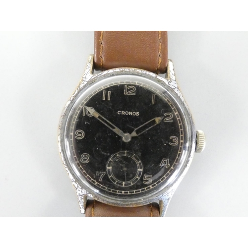 289 - Cronos 'DH' World War II German military field watch with 15 jewel AS1130 movemet, black dial with l... 