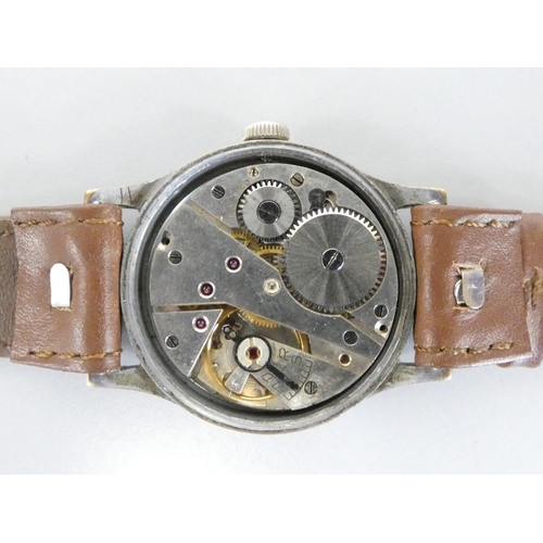 289 - Cronos 'DH' World War II German military field watch with 15 jewel AS1130 movemet, black dial with l... 