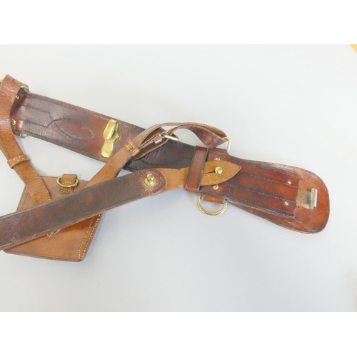 325 - WW2 era British Army Sam Browne leather belt with holster. 