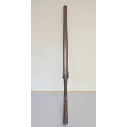 341 - 19th century 12 bore percussion cap side by side shotgun by James Burrow of Preston, 28 inch striped... 