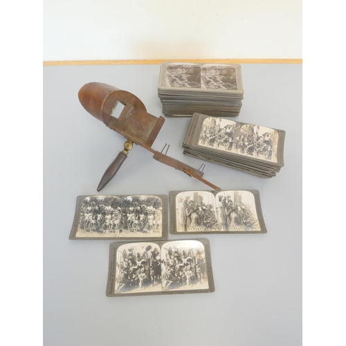 386 - Collection of early 20th century Underwood & Underwood stereoscopic slides predominantly coverin... 