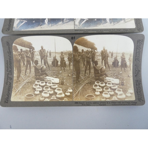 386 - Collection of early 20th century Underwood & Underwood stereoscopic slides predominantly coverin... 