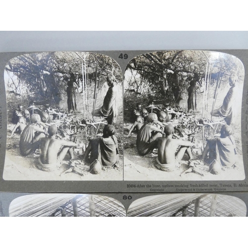 386 - Collection of early 20th century Underwood & Underwood stereoscopic slides predominantly coverin... 