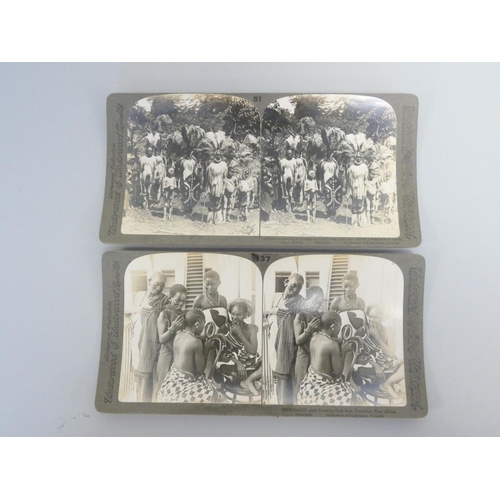 386 - Collection of early 20th century Underwood & Underwood stereoscopic slides predominantly coverin... 