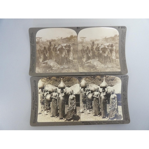 386 - Collection of early 20th century Underwood & Underwood stereoscopic slides predominantly coverin... 