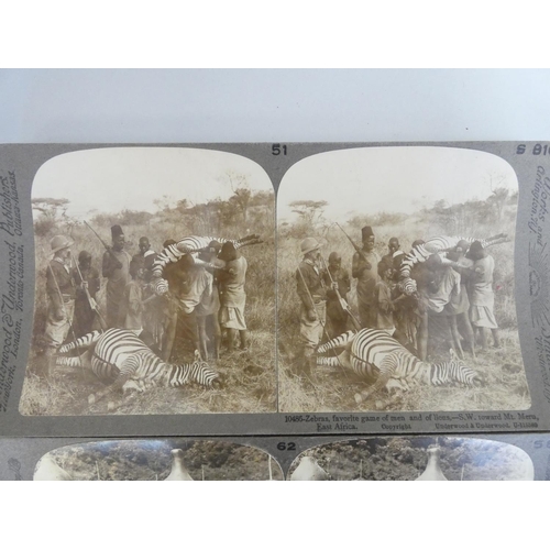 386 - Collection of early 20th century Underwood & Underwood stereoscopic slides predominantly coverin... 