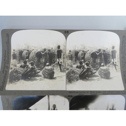 386 - Collection of early 20th century Underwood & Underwood stereoscopic slides predominantly coverin... 